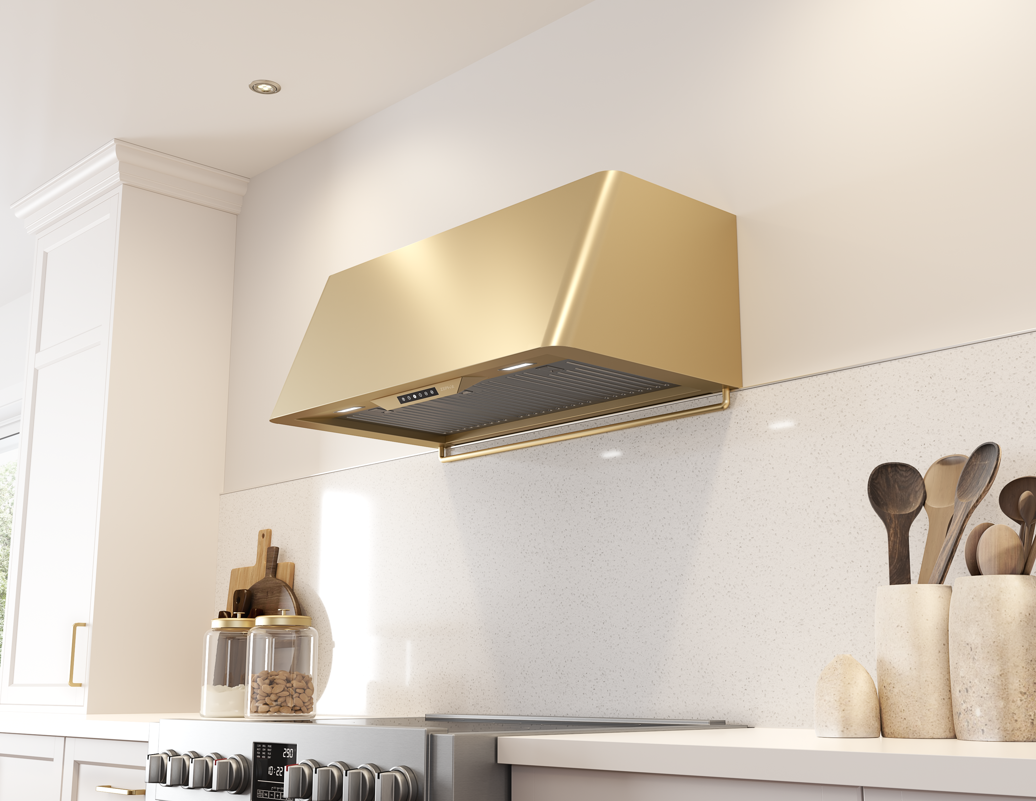 Gold kitchen ventilation hood