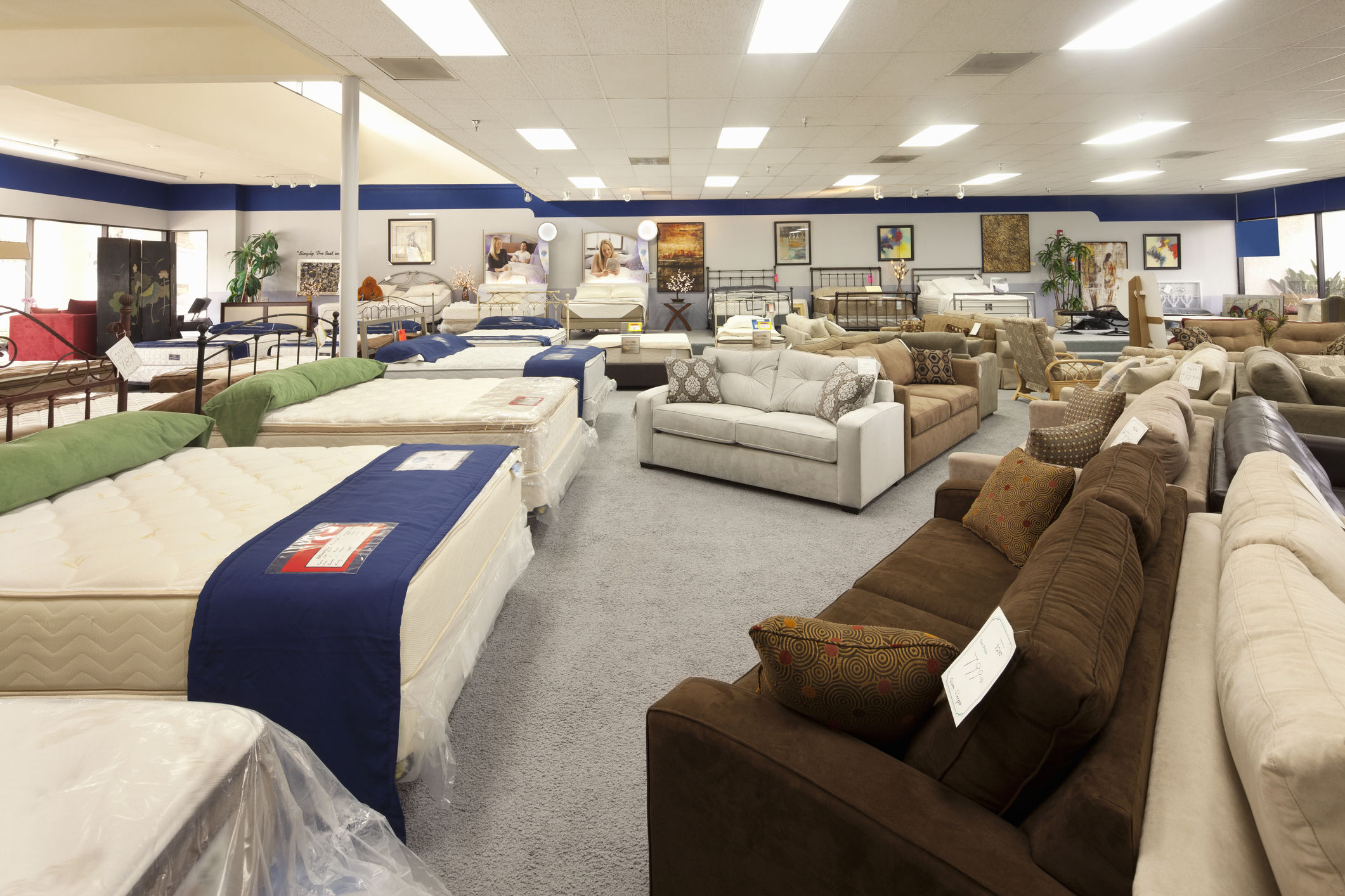 Furniture and mattress store showroom